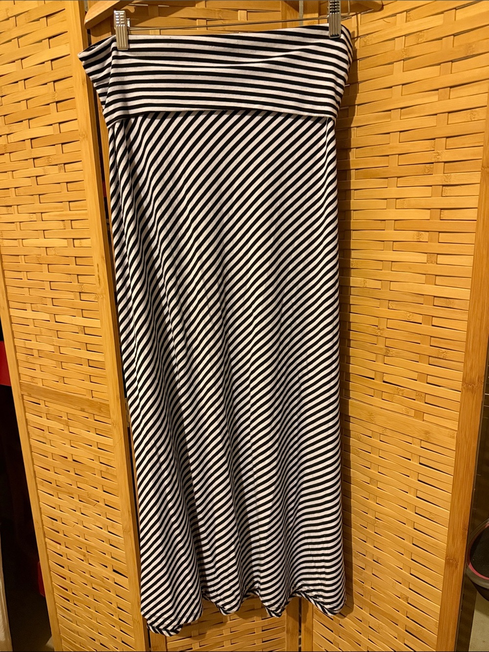 Lily Rose Black & White Diagonal Stripe Maxi Skirt